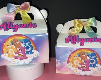 Customizable Care Bear Gable Boxes, Birthday Treat Boxes