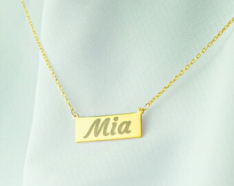 Bar Name Necklace, Custom Bar Necklace, Gold Plated Necklace, Gift for Women, Christmas Gifts, Gold Bar Necklace, Gift for Her, Gift For Mom