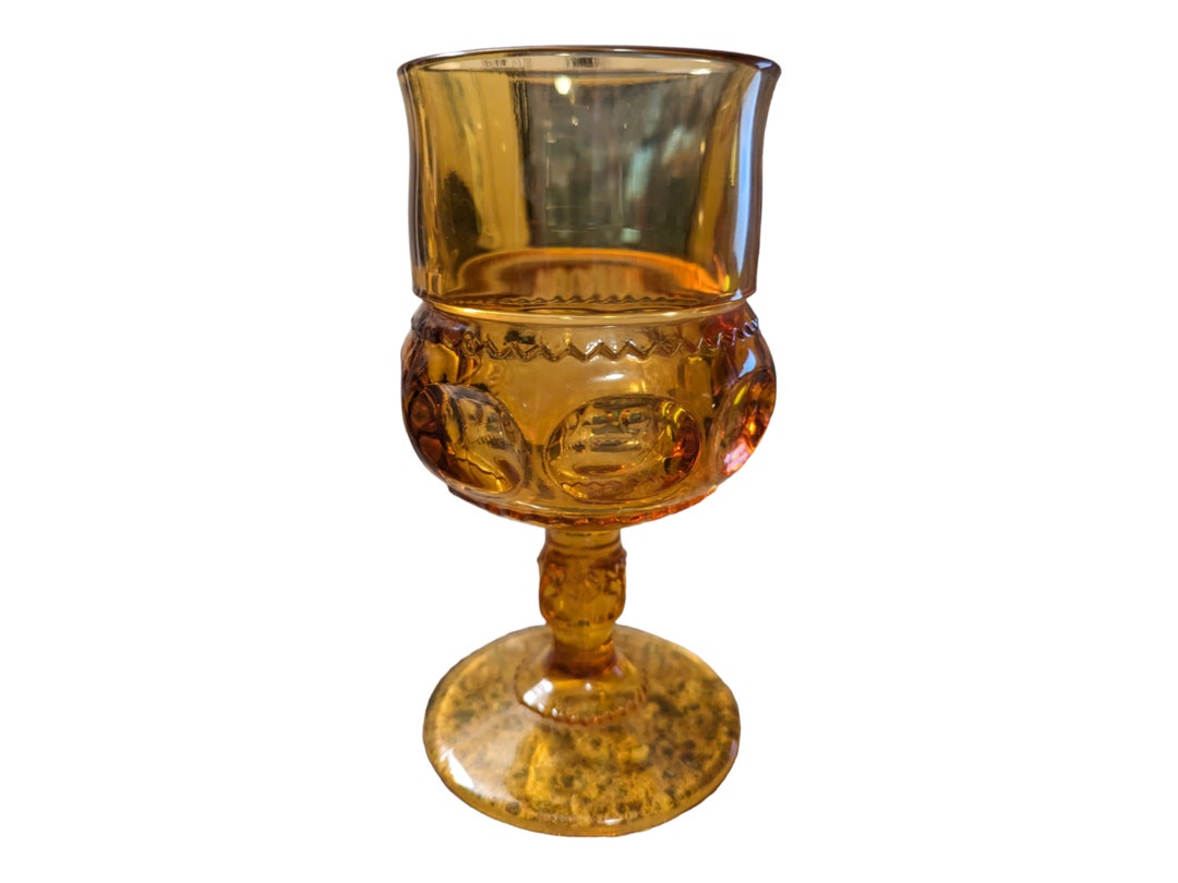 Vintage Indiana Glass Company Kings Crown Amber Glass Wine Etsy