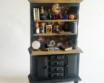 Miniature Witch Cabinet, 1:12 Scale Halloween Furniture, Artisan Halloween Miniatures