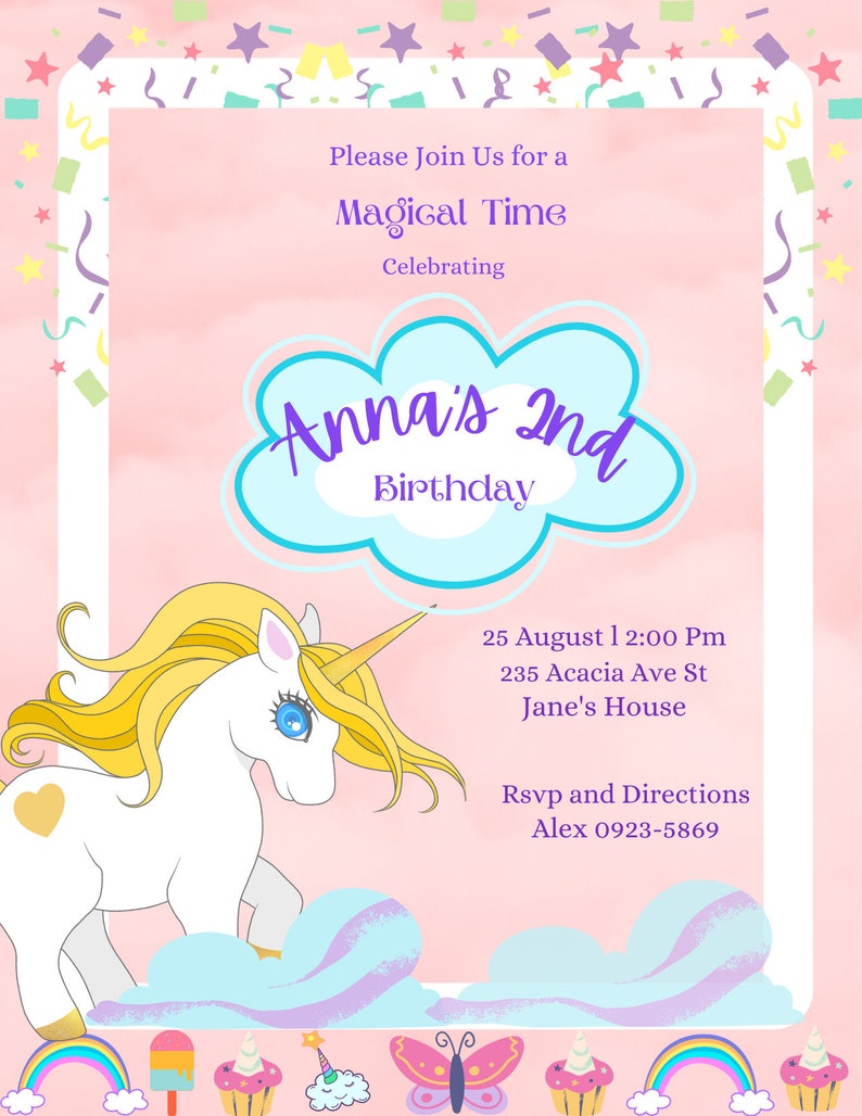 Unicorn Invitation Download Magical Unicorn Invite Template, Printable ...