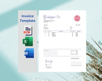 Minimalist Invoice, Invoice Editable Template, Small Business Invoice Template, Excel Invoice Template, Pdf and Word Invoice Template