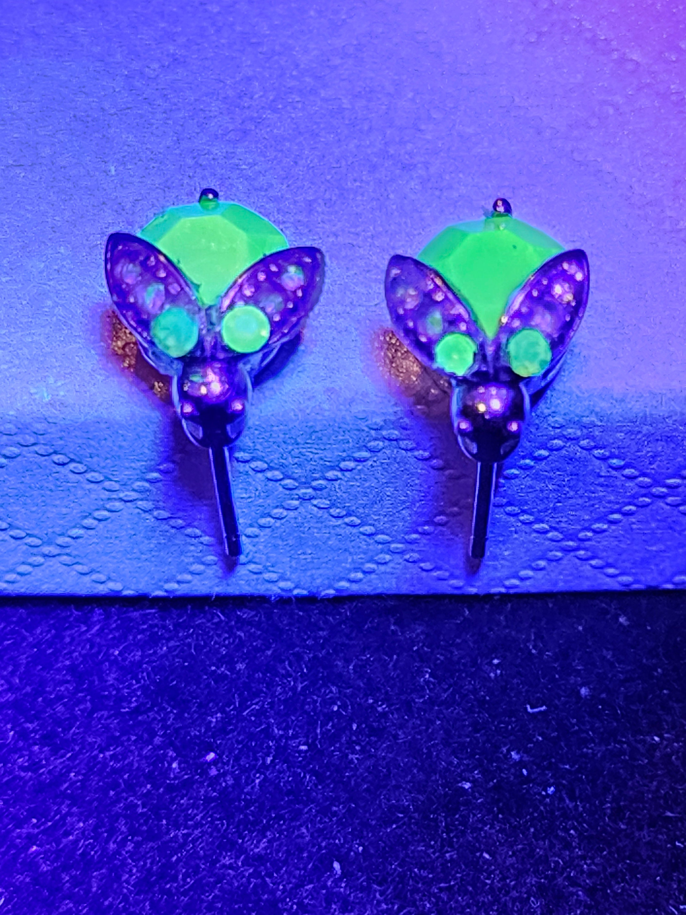 Uranium Glass Bug Earrings in Sterling Silver With Vintage Etsy