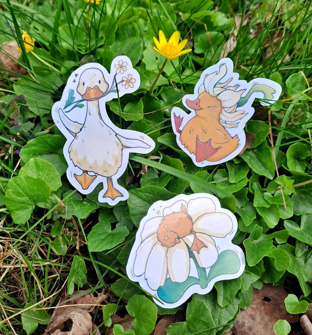 Holographic Vinyl Sticker Set, Cute Ducks - Etsy