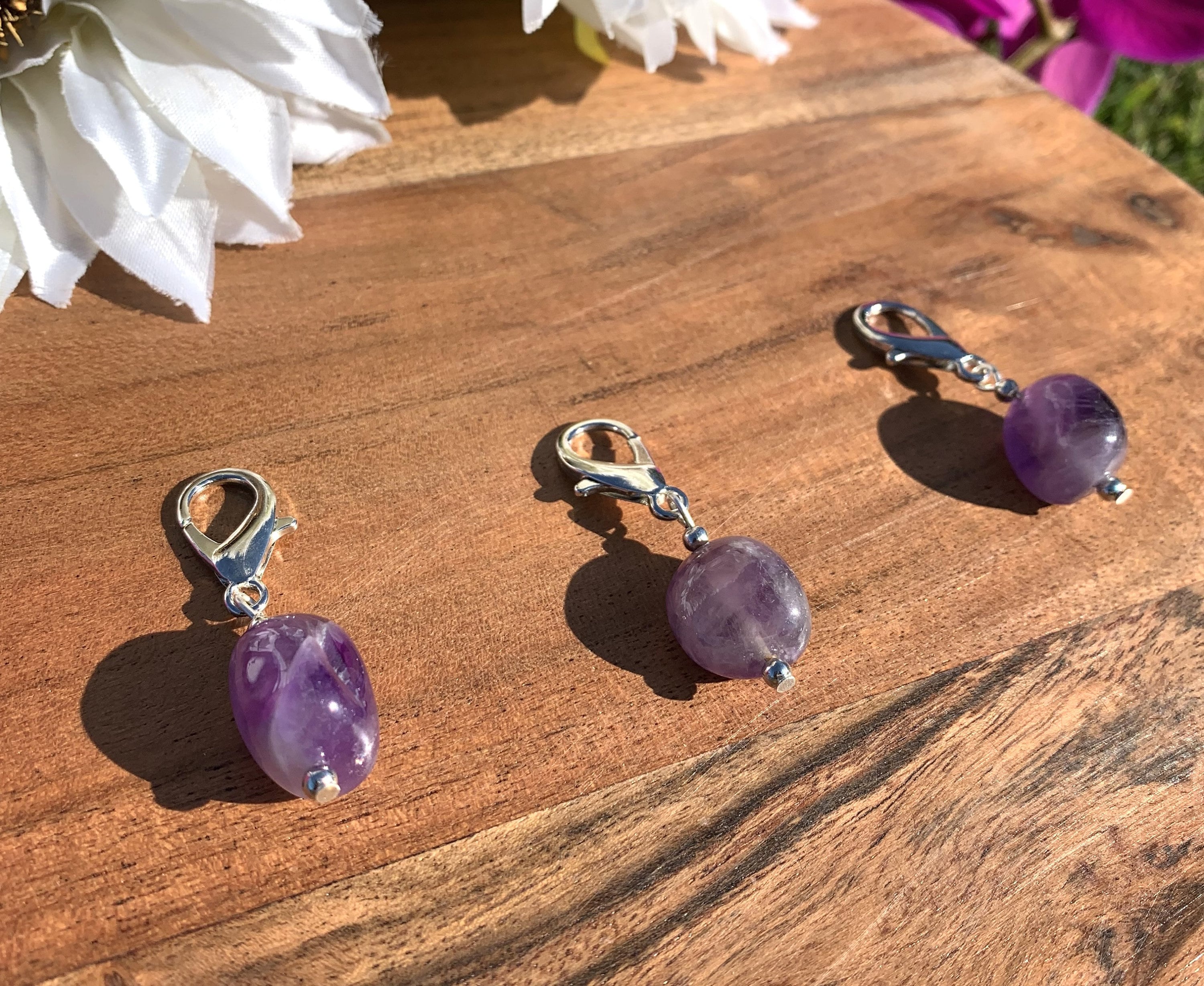 Amethyst Pet Collar Charms - Healing Crystals for Pets - Crystal Energy Healing - Relieves stress & anxiety - Soothes nervous animals