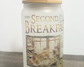 LOTR Second Breakfast Frosted Glass Tumbler with Lid & Straw