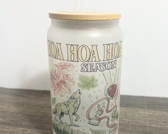 Twilight Frosted Glass Can Tumbler, Bamboo Lid & Straw