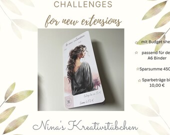 for new extensions I Sparchallenge I Budgeting | A6 I Umschlagmethode I Rubbelchallenge I Klappchallenge I Sparspiel neue Extensions