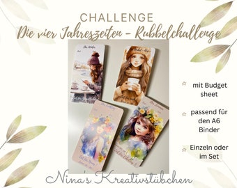 Die vier Jahreszeiten I Frühling I Sommer I Herbst I Winter I Sparchallenge I Budgeting | A6 I Umschlagmethode I Rubbelchallenge I Sparspiel