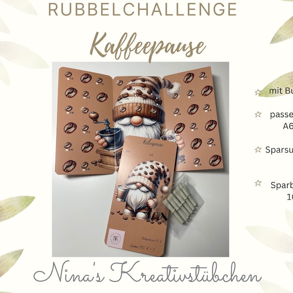 Kaffeepause I Sparchallenge I Budgeting | A6 I Umschlagmethode I Rubbelchallenge I Klappchallenge I Würfelchallenge I Sparspiel