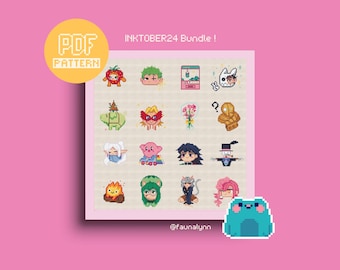 INKTOBER24 -  All Cross Stitch Patterns Bundle ! + &quot;PatternKeeper&quot; PDF