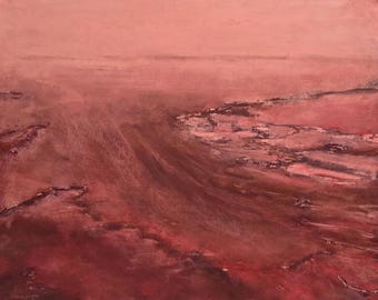 Red Hot Springs Pastel Painting: Original Landscape Art (16x20in)