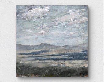 Mountain Valley Oil Painting: Original Landscape Art 6x6"