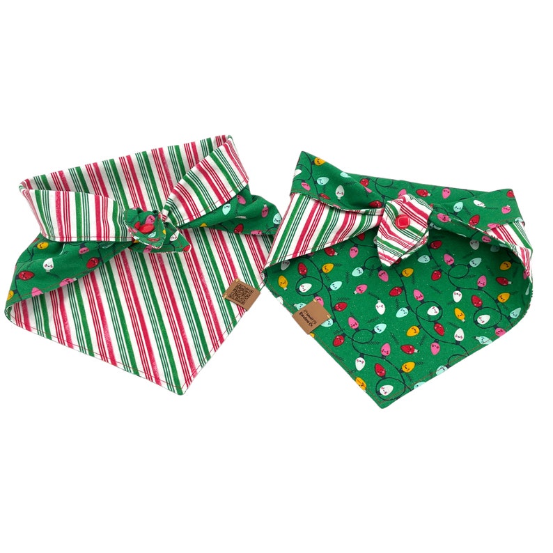 Christmas Dog Bandana Reversible Personalized Embroidered Pet Name Red