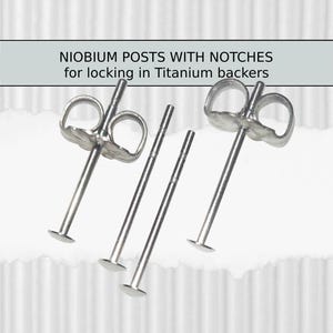 NIOBIUM 2 MM "DOT"-stijlen met VERGRENDELINGSgroeven voor dragers **exclusief kenmerk** 1 pr. Palen met langere 16 mm en aangepaste lengtes beschikbaar