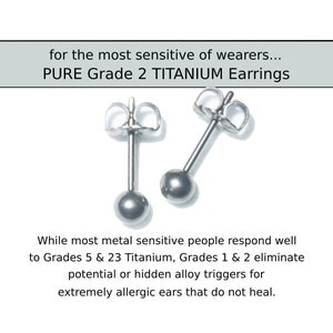 3MM & 4MM PURE Titanium Ball Post/Stud Earrings ~ Standard 10MM length - pricing is for 1 pr.