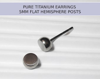 5mm PURE Titanium Disc Stud Earrings: Hypoallergenic, Satin or Mirror Finish