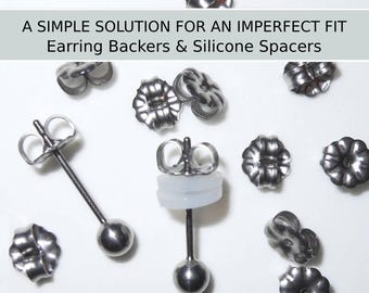 Grade 1 PURE Titanium Earring Backs and/or Silicone Spacers