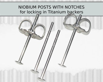 1 pr. Niobium 2MM "DOT" Posts with Locking GROOVES for Backers ~ in Longer Custom Lengths **exclusive feature**