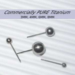 6MM Grade 2 Titanium Ball Post Earrings  ***Limited Quantity*** listing is for 1 pair