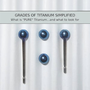 3MM Grade 2 PURE Titanium BLUE Ball Post/Stud Earrings ~ 1 pair or 1 single ~ longer 13MM posts available