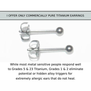 LONGER 3MM PURE Titanium Ball Posts/Stud Earrings for thicker earlobes ~ Starter Earrings ~ 13MM length