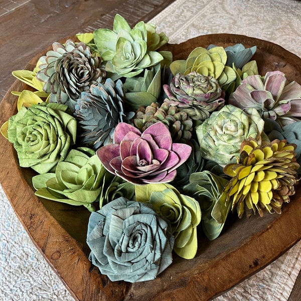Handpainted Sola Wood Succulents