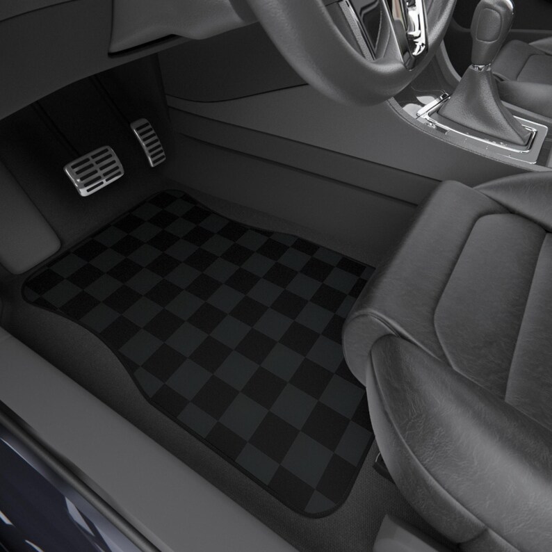 Checkered Car Floor Mats 2pcs, Car Mats for Men, Jdm Gift, Custom Car