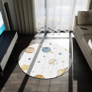 Himmlischen Raum Kinderzimmer Teppich, Weltraum Raum Kinderzimmer Dekor, Sterne Dekor, Baby Geschenk, Planet und Sterne Teppich, Weltraum Geschenk für Babyparty, runder Teppich