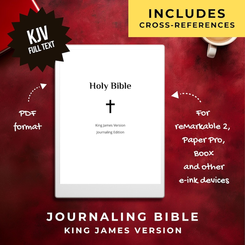 Digital Journaling Bible PDF for reMarkable, Kindle Scribe & Boox | KJV King James Version | Hyperlinked Cross-References | iPad, E-Ink image 1