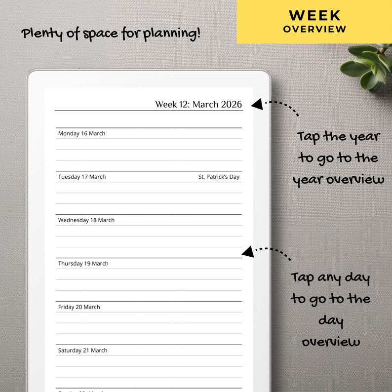Think Ink Planner 2026 Digital Planner for Remarkable Paper Pro Move | Hyperlinked PDF ...