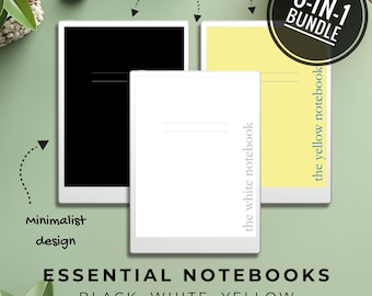 Notebook Bundle for reMarkable Paper Pro & 2, Onyx Boox, E-ink template, rMPP, minimalistic, stylish, PDF, margin, ruled, lines