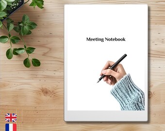 Meeting Notes Template for Remarkable, Onyx Boox, Supernote, E-ink - Notebook, To-Do List and Productivity Plan (English, French, Swedish)