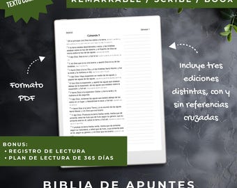 Biblia Reina Valera de Apuntes – Edición Digital en PDF – RVR 1909 – Biblia hiszpańska – reMarkable Paper Pro, rM2, Boox, Goodnotes, Kindle