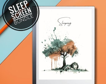 Sleep screens for Remarkable Paper Pro, Onyx Boox - Sleep screen, screensaver, animals, pets, templates, lion, elephant, rMPP