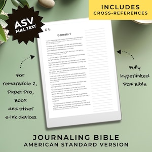 Biblia de diario ASV – Edición digital en PDF – para reMarkable Paper Pro, rM2, Onyx Boox, dispositivos de tinta electrónica, rMPP, PDF, Goodnotes, Notability, iPad