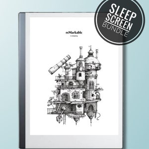 May include: A black and white illustration of a complex, multi-level building with a telescope on top. The text "remarkable is sleeping" is printed below the image.