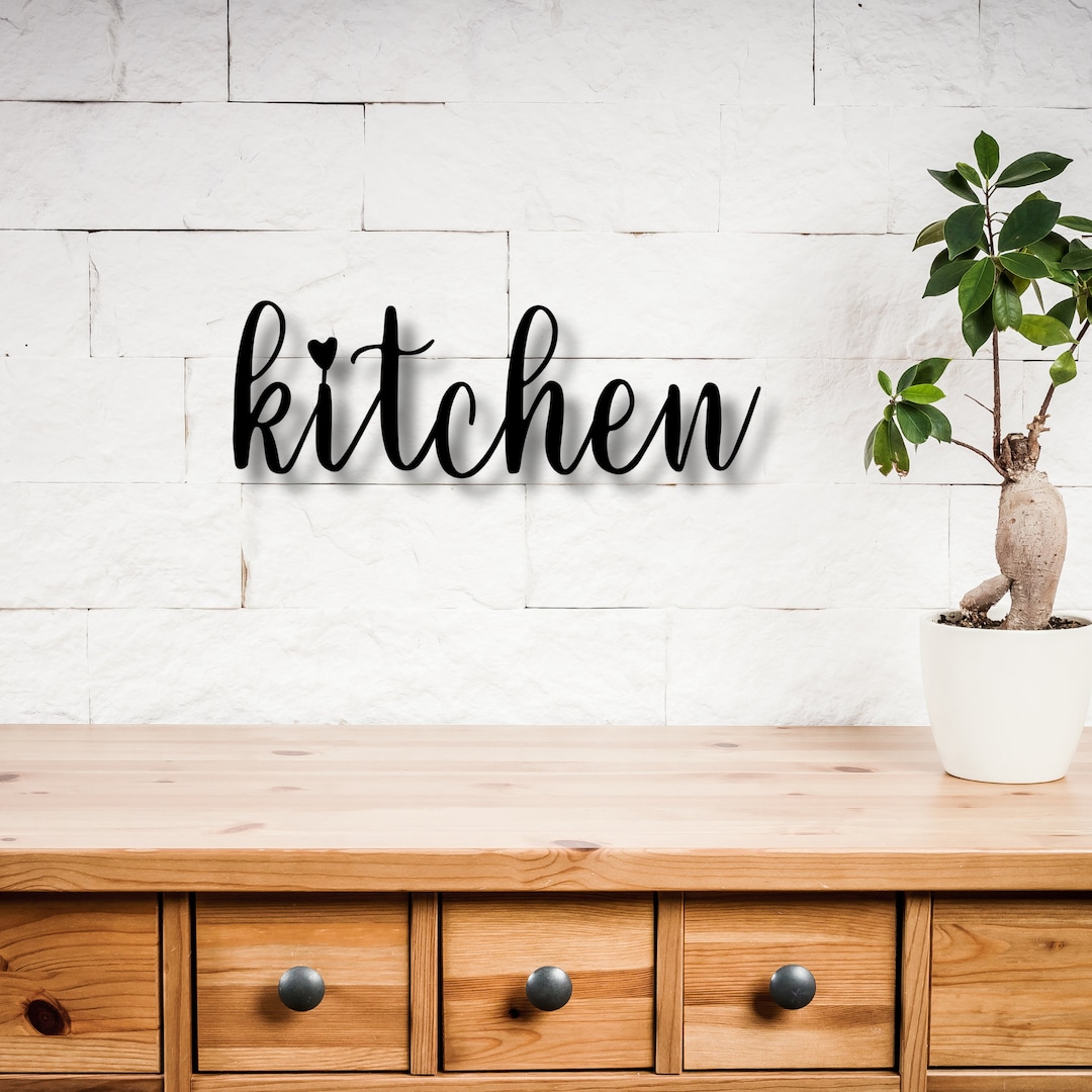 Kitchen Sign,custom Metal Words,script Font,large Metal Wall Art,metal ...