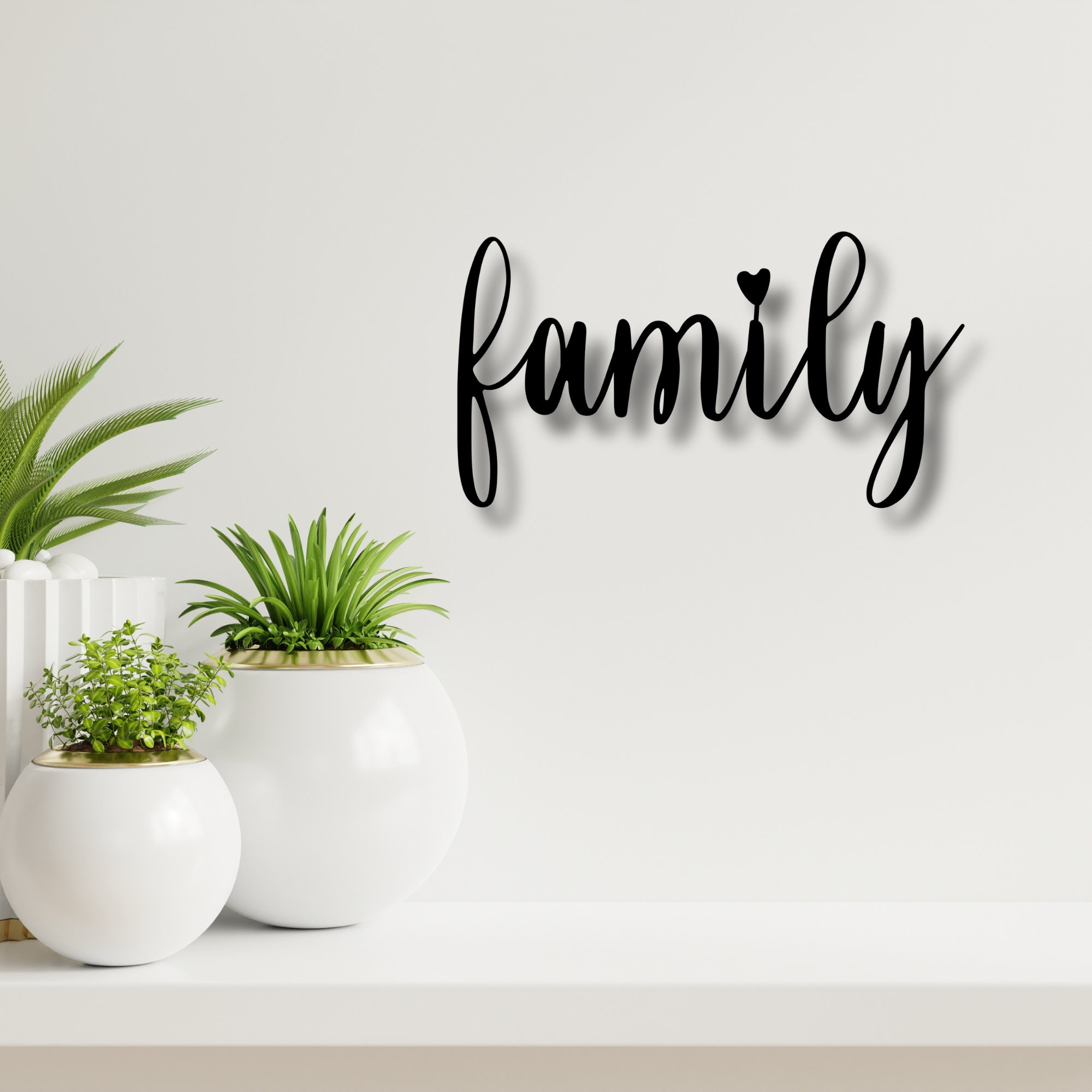 Family Sign,custom Metal Words,script Font,large Metal Wall Art,metal ...