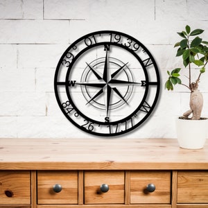 GPS Coordinates Sign, Nautical Compass, metal wall art, latitude longitude, Custom Metal sign, Address Sign, Custom Coordinates Sign