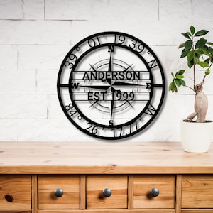 GPS Coordinates Sign, Nautical Compass, metal wall art, latitude longitude, Custom Metal sign, Address Sign, Custom Coordinates Sign