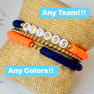 Personalized 14k Gold Team Spirit Bracelet Stack of 3. Choose your team and colors!!!