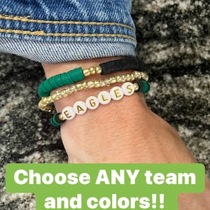 Personalized Team Spirit Bracelet Stack of 3. Choose your team and colors!!!