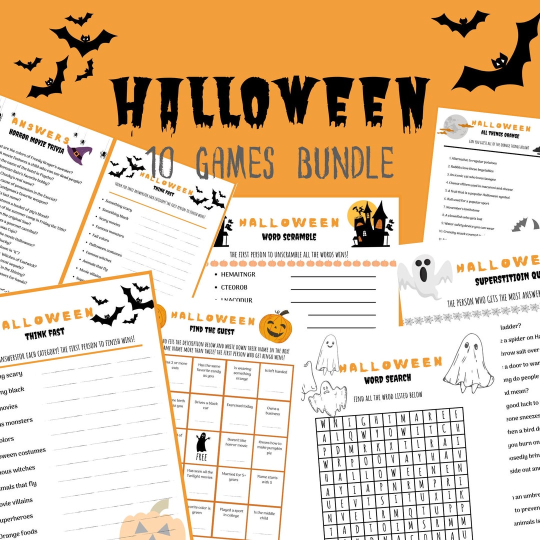 10 Halloween Games Bundle Family, Scategories Halloween Game, Games for