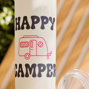 Skinny Tumbler with Straw: 20oz Stainless Steel Camping Cup