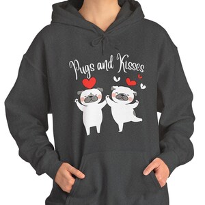 Pugs and Kisses Unisex Hoodie for Pug lover, Valentine's Day