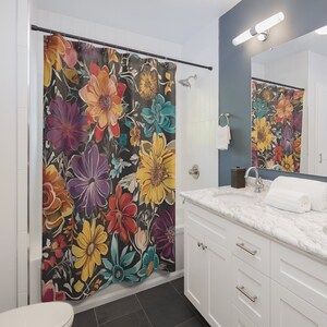 Dark Fall Flower Shower Curtain