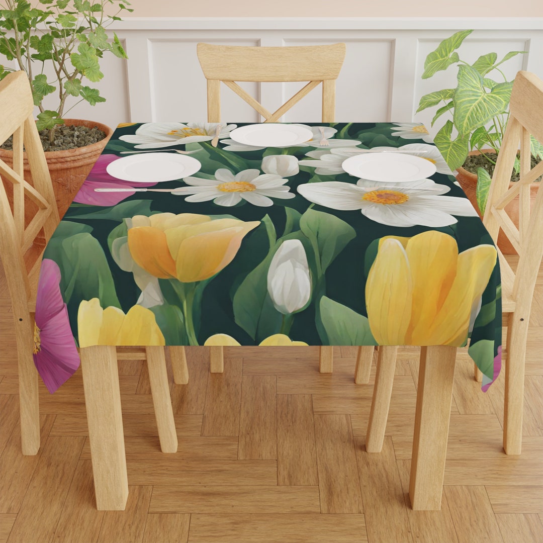 Spring Tablecloth Texture Spring Flowers Floral Tablecloth - Etsy