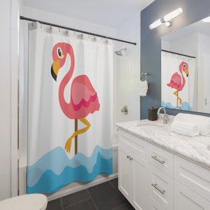Pinker Flamingo-Duschvorhang für Hauptbadezimmer, Kinderbadezimmer, Gäste-Badezimmer, mutiges Badezimmerdekor