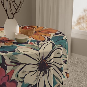 Fall Flowers Floral Tablecloth